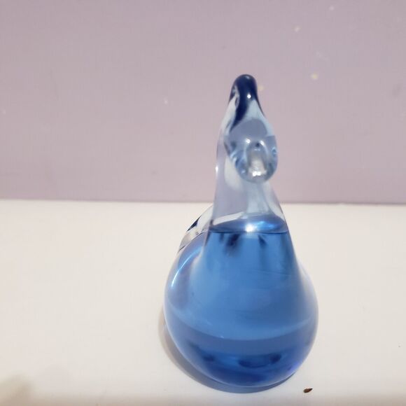 Duck Art Glass Blue /Clear Figurine Paperweight Home Office Decor 3"×2.25" - Picture 4 of 9